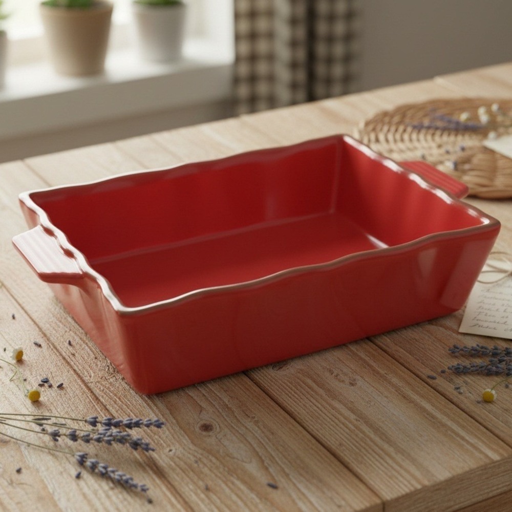 Chantal 1.25 Qt Red Ceramic Baking Dish, #93-EDRT22, Modern‎ Stoneware Bakeware